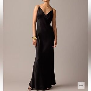 J crew  Collection full-length V-neck slip dress in luster crepe